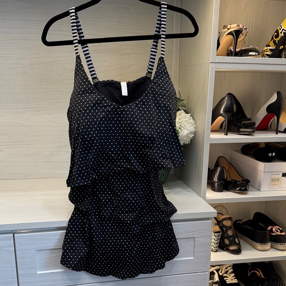 Polka Dot Black and White Bikini Top (Plus 24)
